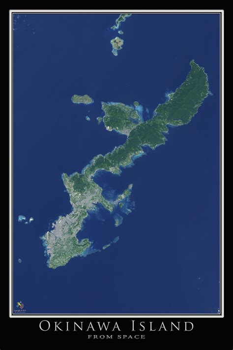 The Okinawa Island Japan Satellite Poster Map With Images Okinawa