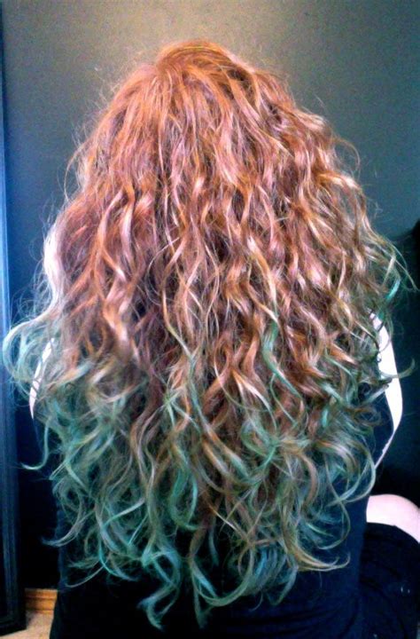 Redhead Hair Chalking Ginger Dip Dye Teal Aqua Blue Green