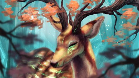 Wallpaper Deer Horns Branches Art Hd Picture Image