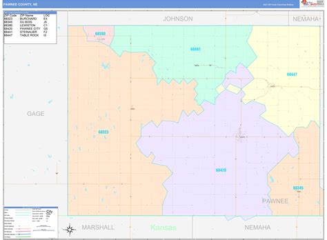 Pawnee County Ne Wall Map Color Cast Style By Marketmaps