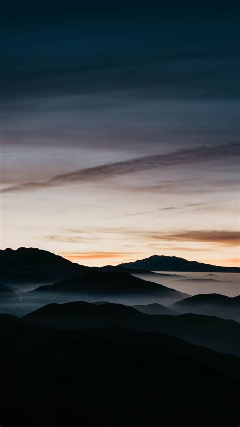 Download Wallpaper 2160x3840 Mountains Sunset Fog Dawn Horizon