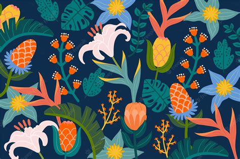 Premium Vector Colorful Exotic Floral Wallpaper