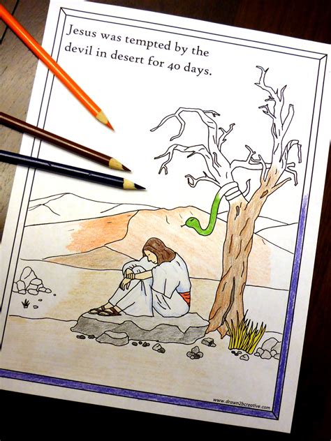 40 Days Of Lenten Printables Jesus In The Desert Coloring Page