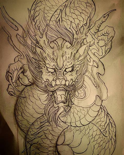 Forclient Dragon Ryu Sketch Pencil Custom Steelhearttattoosg