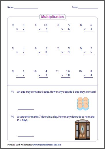 We recommend using past papers by the same awarding body as your course and test. Basic Multiplication Worksheets