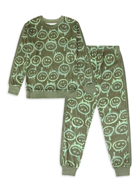 Jellifish Kids Boys Long Sleeve Smiley Top And Jogger Pants Pajama Set