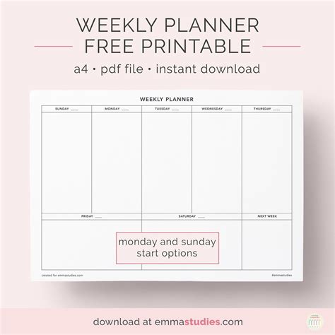 Undated Weekly Planner Free Printable A Simple Printable For Planning
