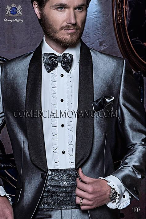 Black Tie Gray Men Wedding Suit Model 1107 Mario Moyano Collection