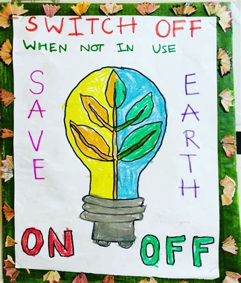 Save Electricity Switch Off Lights Poster On Earth Day Save Energy