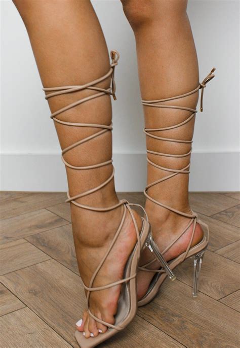 Tan Square Toe Post Strappy High Heels | Missguided