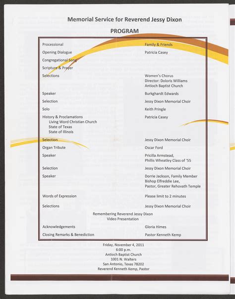 [Funeral Program for Reverend Jessy Dixon, November 4, 2011] - Page 6