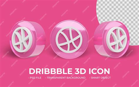 Premium Psd Dribbble Logo Social Media 3d Icon