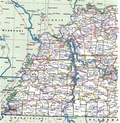 Map Of Kentucky Showing County With Citiesroad Highwayscountiestowns
