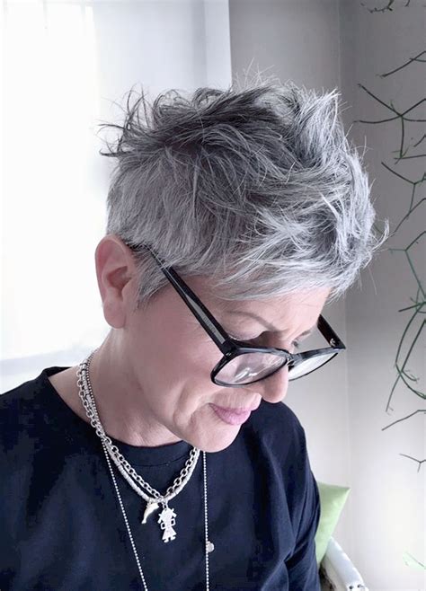 Edgy Short Hairstyles For Grey Hair And Glasses Hairstyle Ideas For