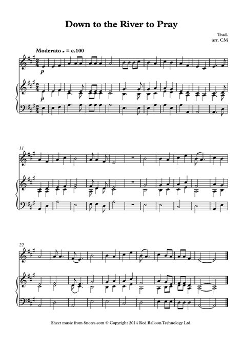 Down To The River To Pray Sheet Music For Violin