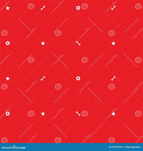 Labor Day Vector Seamless Pattern Simple Background With Stars Gears