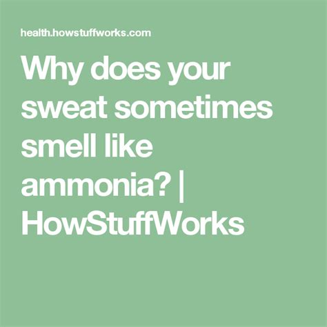 Why Does Your Sweat Sometimes Smell Like Ammonia Sweat Smelling