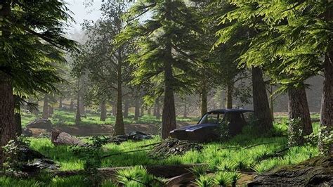 Abandoned Car In Forest Scene 3d Model Cgtrader