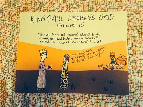 This includes the lesson and magnetic board visuals and also has an application with visuals. King Saul disobeys God on the blog tonight and loses his ...