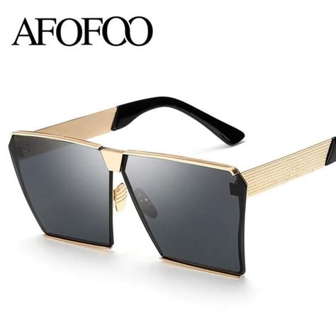 fuzweb afofoo oversized sunglasses metal frame square luxury er women mirror sun glasses men