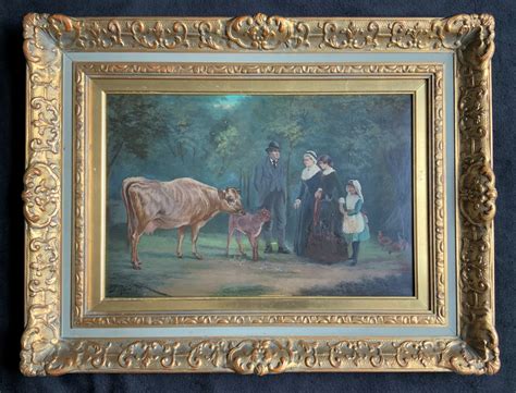 Beautiful Early 1900s Decorative Antique Oil Painting On Printed Canvas