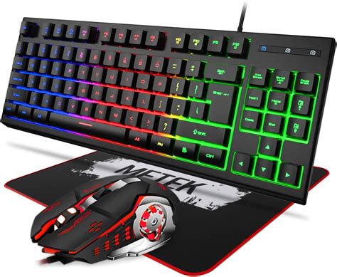 Mftek Rgb 87 Keys Gaming Keyboard And Mouse Combo With