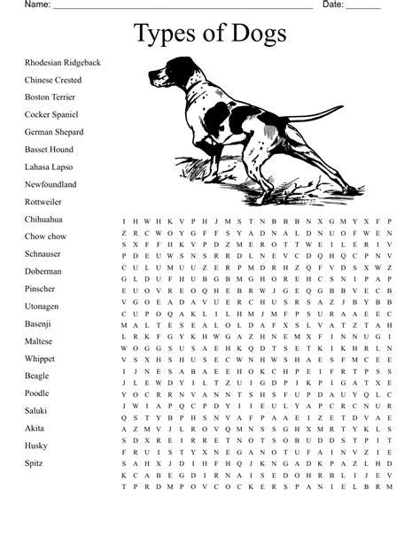Types Of Dogs Word Search Wordmint