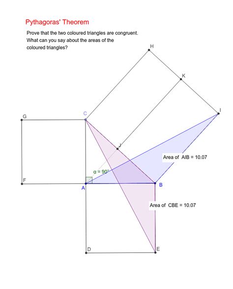 Pythagoras Theorem Part 2 Geogebra