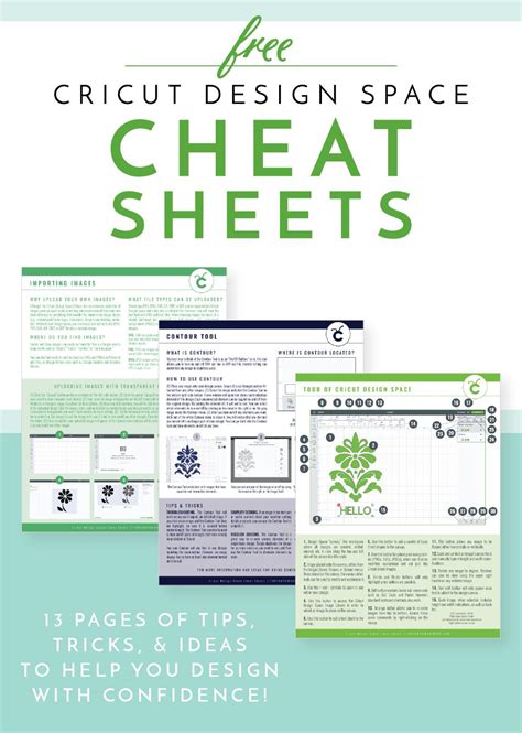 Cricut Design Space Cheat Sheets Cricut Free Cricut Tutorials How