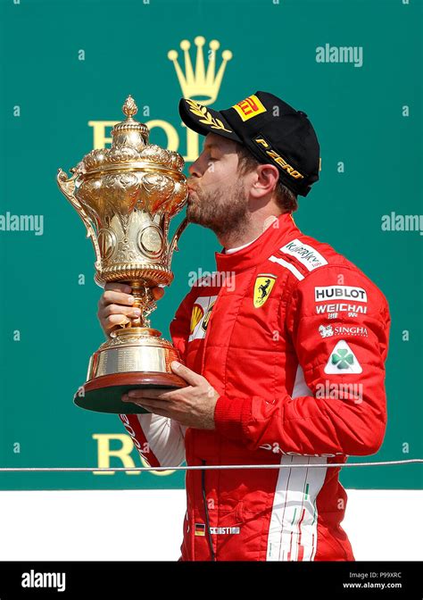 Ferraris Sebastian Vettel Celebrates Winning The 2018 British Grand