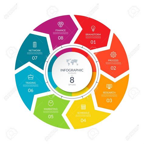 Infographic Process Chart Cycle Diagram With 8 Stages Options Parts