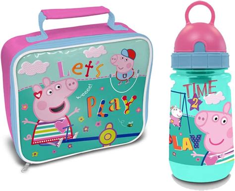 Peppa Pig Plastic Water Bottle And Play Cool Lunch Bag Uk