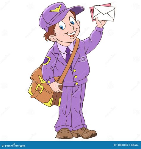 Cartoon Happy Postman With A Letter Vector Illustration Cartoondealer