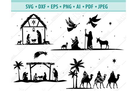 Nativity SVG, Nativity scene svg, Christmas Dxf, Png, Eps (1020523