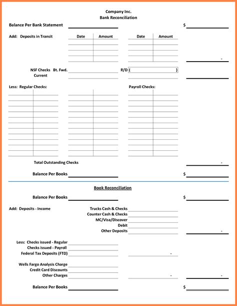 Bank Account Reconciliation Form Statement Format O Level Db Excel Com