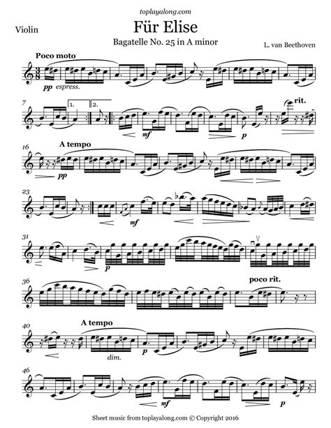 Fur Elise Sheet Music For Piano Pdf Beethoven Minedit
