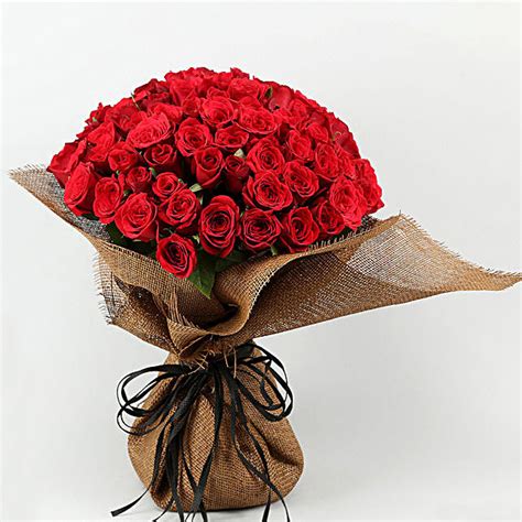 Buysend Hundred Red Roses Bunch Online Ferns N Petals