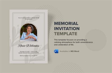 Memorial Service Invitation Template In Pages Outlook Illustrator