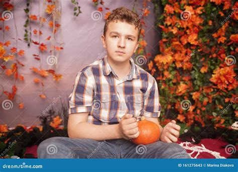 Photo Of Angry Young Man On Halloween Wearing Classical Plaid Shirt