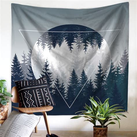 Wall Tapestry Fog Tree Forest Mountain Wilderness Forest
