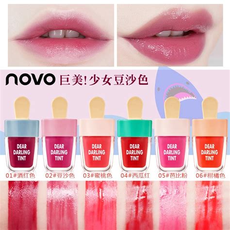 novo moisturizing ice cream lip gloss waterproof long lasting liquid lipstick rose wine red nude