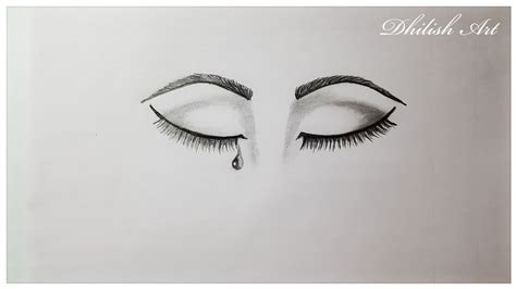How To Draw Closed Eyes With Eye Tear Drop Dhilish Art 2b Youtube