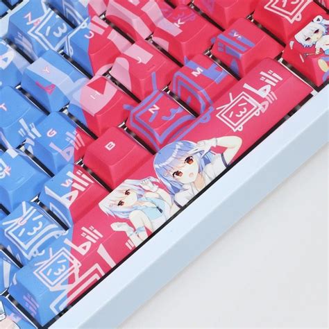 Bilibili Cute Anime Girls Keycaps Set Kawaii Pretty Pink Blue Keysium