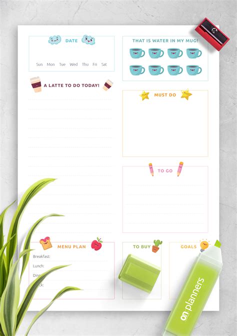 Download Printable Happy Cute Daily Planner Pdf