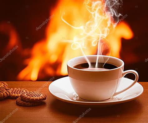 Hot Coffee Near Fireplace — Stock Photo © Arthouse 101181740