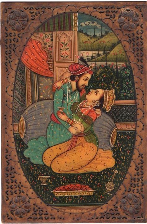 Mogul Indian Miniature Painting Handmade Watercolor Mughal Empire Harem