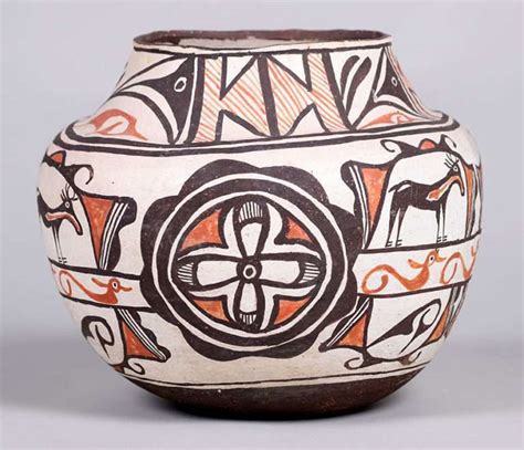 Important Zuni Pueblo Olla Shaped Vase C1900 California Historical Design