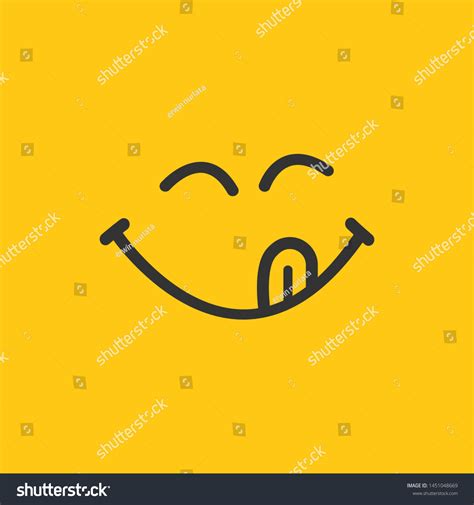 Yummy Smile Vector Cartoon Line Emoticon Vector De Stock Libre De