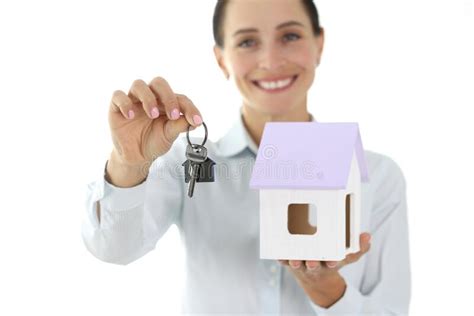 Female Agent Is Holding House And Key Stock Image Image Of Housing Broker 245294177