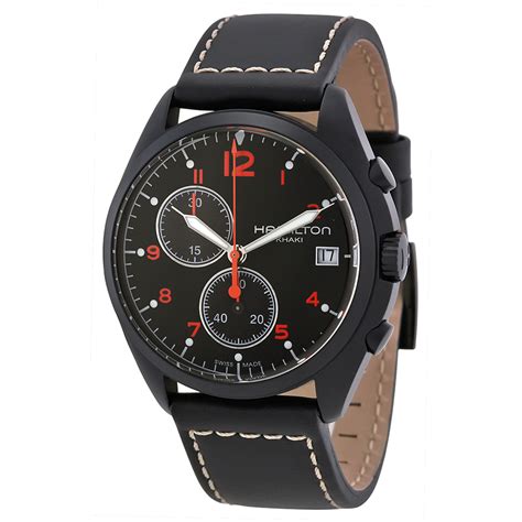 Hamilton jazzmaster seaview auto chrono men's automatic watch h37616331 valjoux. Hamilton Pilot Pioneer Chronograph Black Dial Black ...